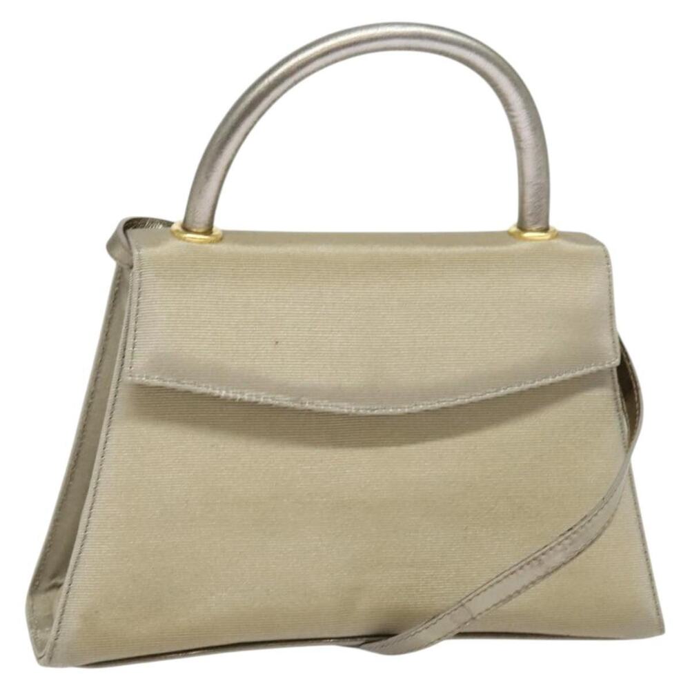 Salvatore Ferragamo Nylon Vara Handbag Beige